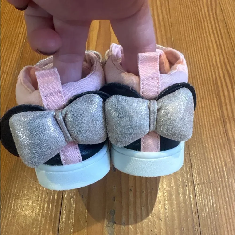Gap Disney Minnie Mouse light pink ears‎ bow velkro high top sneakers SIZE 7